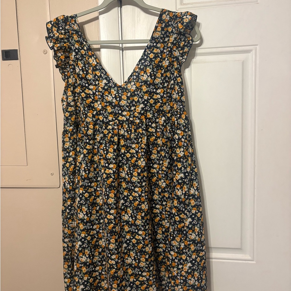 Floral Mini Dress with Ruffle Sleeves